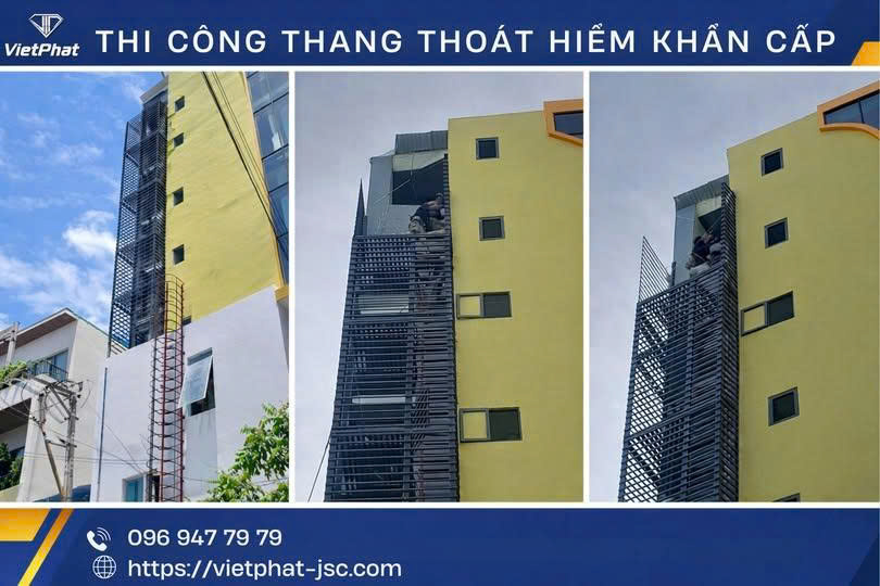 Việt Phát – Thi công thang thoát hiểm cho tòa nhà cao tầng an toàn, chuẩn PCCC