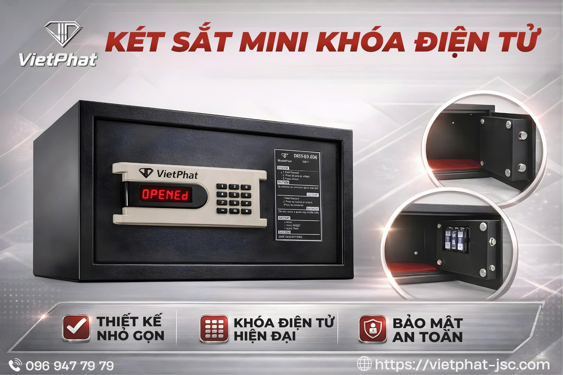 VIỆT PHÁT – KÉT SẮT MINI KHÓA ĐIỆN TỬ, NHỎ GỌN NHƯNG BẢO MẬT TỐI ĐA