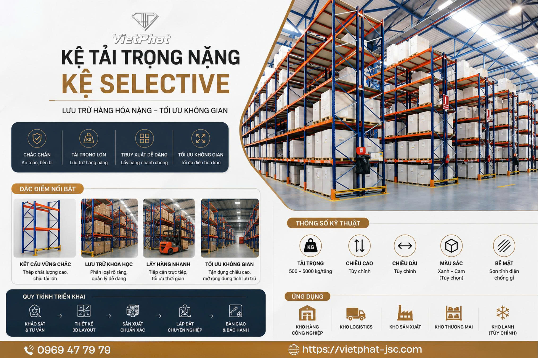 KỆ TẢI TRỌNG NẶNG SELECTIVE – SẢN XUẤT & THI CÔNG TRỌN GÓI