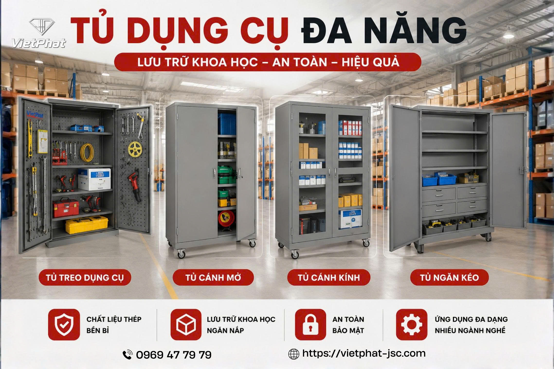 TỦ DỤNG CỤ ĐA NĂNG VIỆT PHÁT – GIẢI PHÁP LƯU TRỮ CHUYÊN NGHIỆP CHO MỌI KHÔNG GIAN
