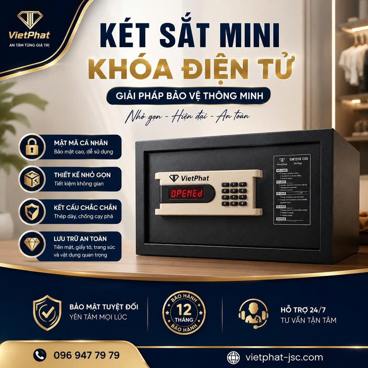 KÉT SẮT MINI KHÓA ĐIỆN TỬ VIETPHAT